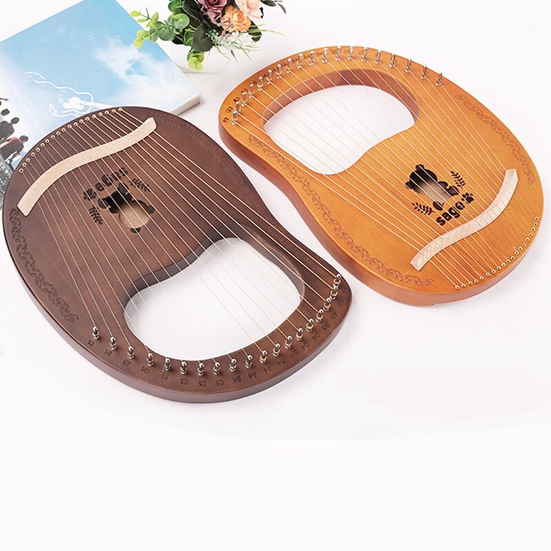 Lyre Harp,16 String Harp Heptachord Mahogany Lye Harp with Tuning Wrench for Music Lovers Beginners