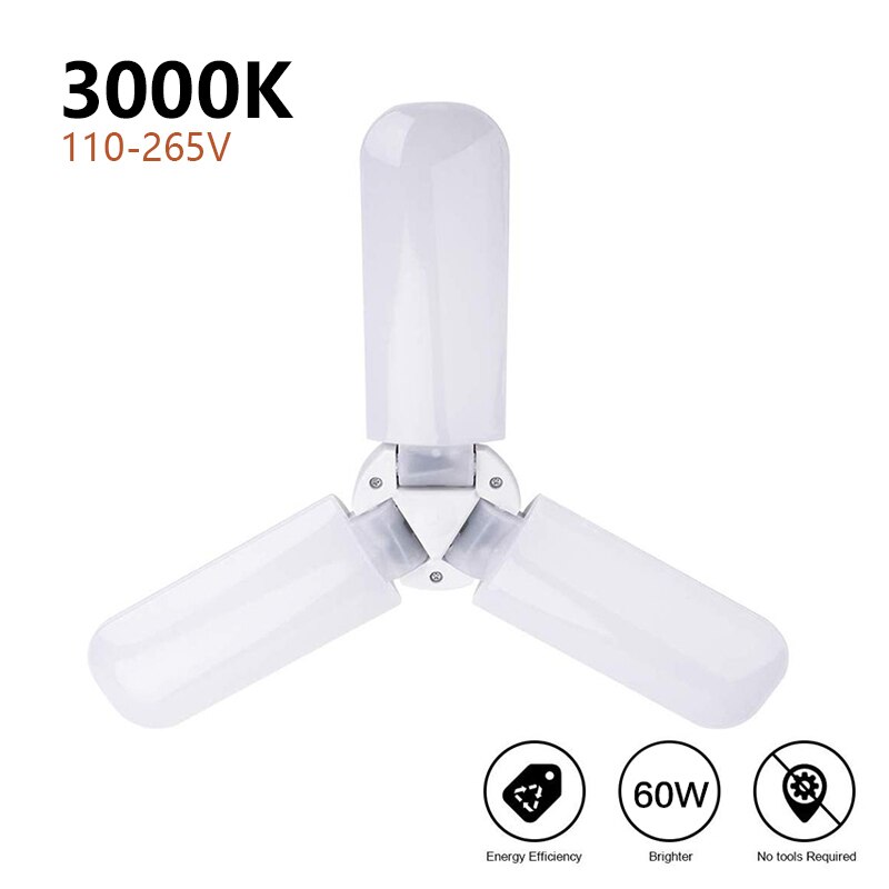 Lámparas de techo ajustables, luz LED para garaje, Deformable, luz de Interior para garaje, lámpara para Taller, luces LED de fábrica: 02warm white