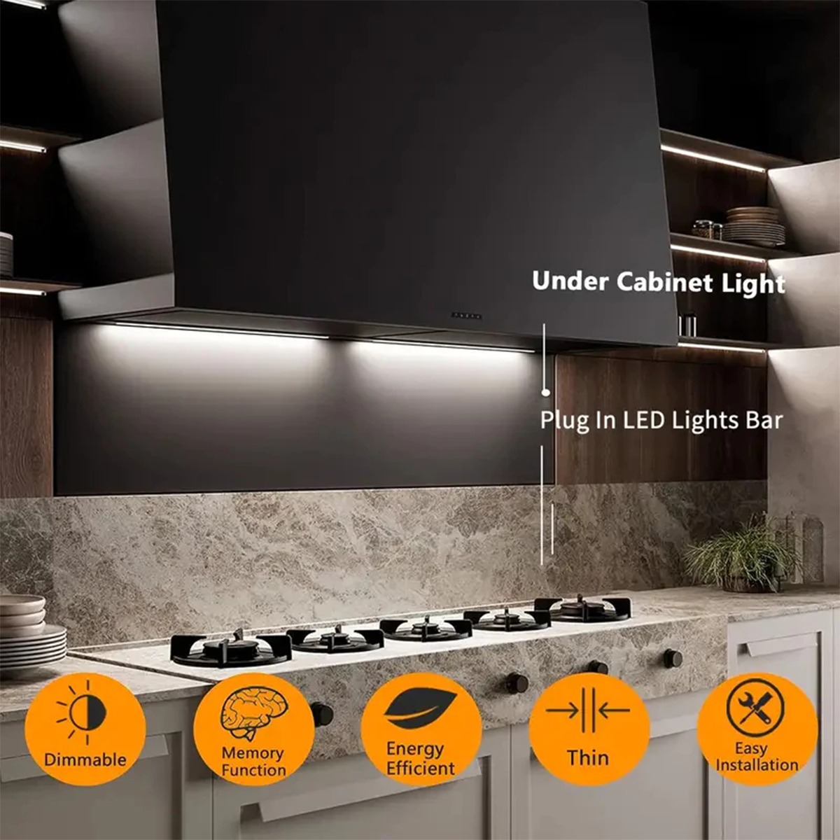 Usb-kontakt led-belysning under skåp, dimbar led-nattlampa med 3 färger, köks- och sovrumsbelysning med magnetremsa