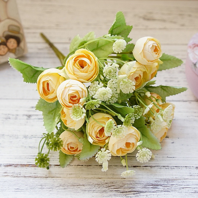 Koreansk snöflingate rosor bukett för scrapbooking heminredning tillbehör bröllop dekorativa blommor konstgjorda växter: 6