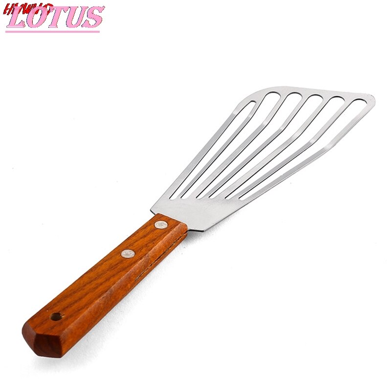 Stainless Steel Slotted Turner Fish Spatula With Wooden Handle Kitchen Tools