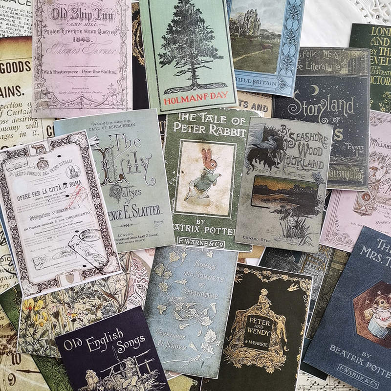 24 st självhäftande klippbok vintage gammal bokomslag utan baksida lim material klistermärke dagbok projekt lycklig plan dekoration bakgrund klistermärke: Default Title