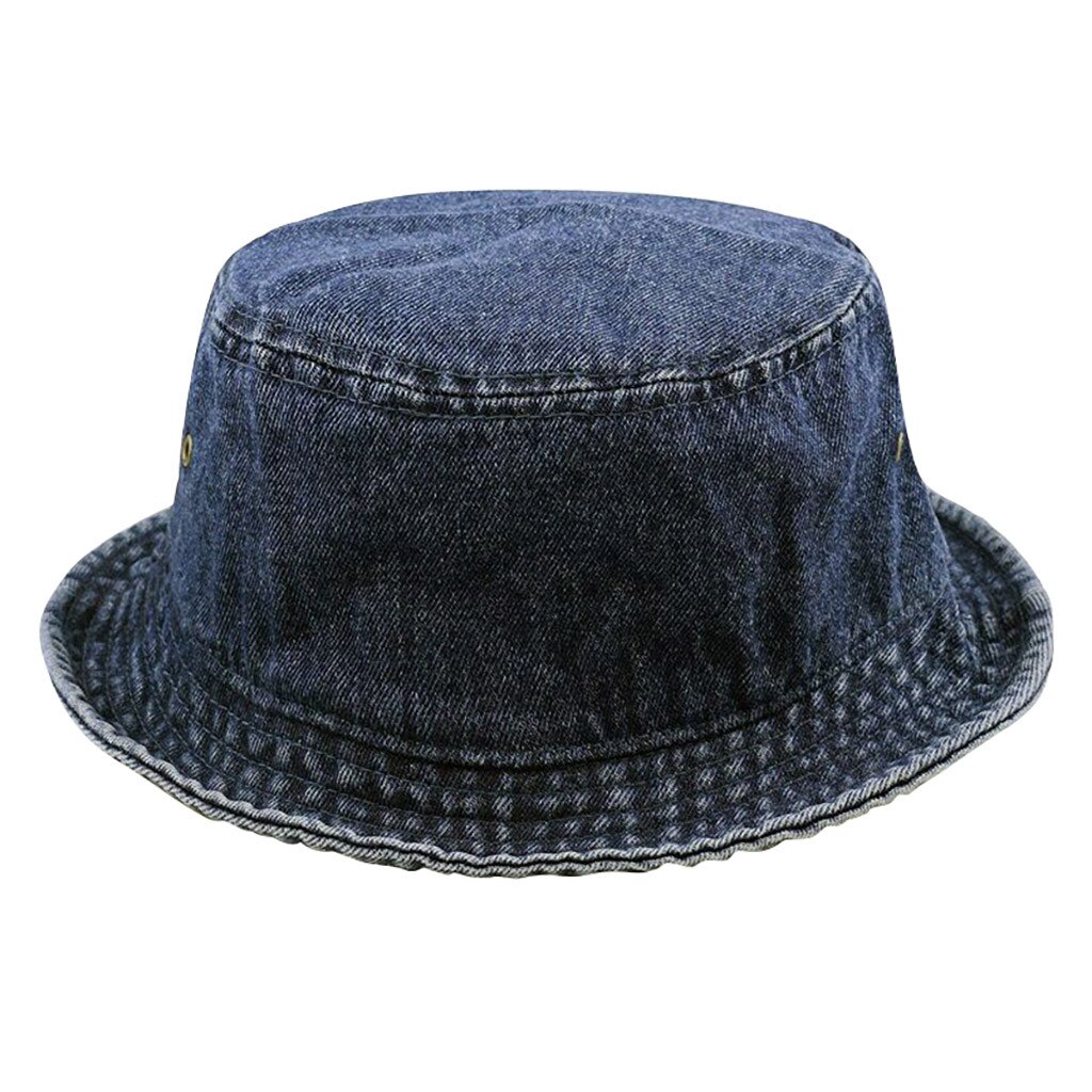 Bucket Hat The Hat Depot Washed Bucket Hat Men Cotton Hats For Women Denim Fisherman's Hat Bucket Hat Female Womens Hats Cap#32: Dark Blue L