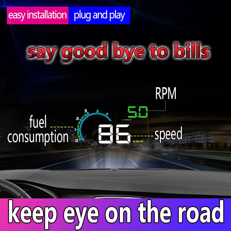 D3000 HUD Head Up Display Auto HUD OBD2 Car Speed ... – Grandado