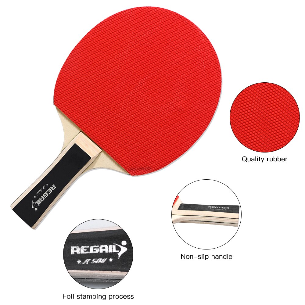 Pingpongbatjes, tafeltennisbatjes, 2 batjes met lange steel, pingpongracket trainingsaccessoires, racketpakket met 3 ballen