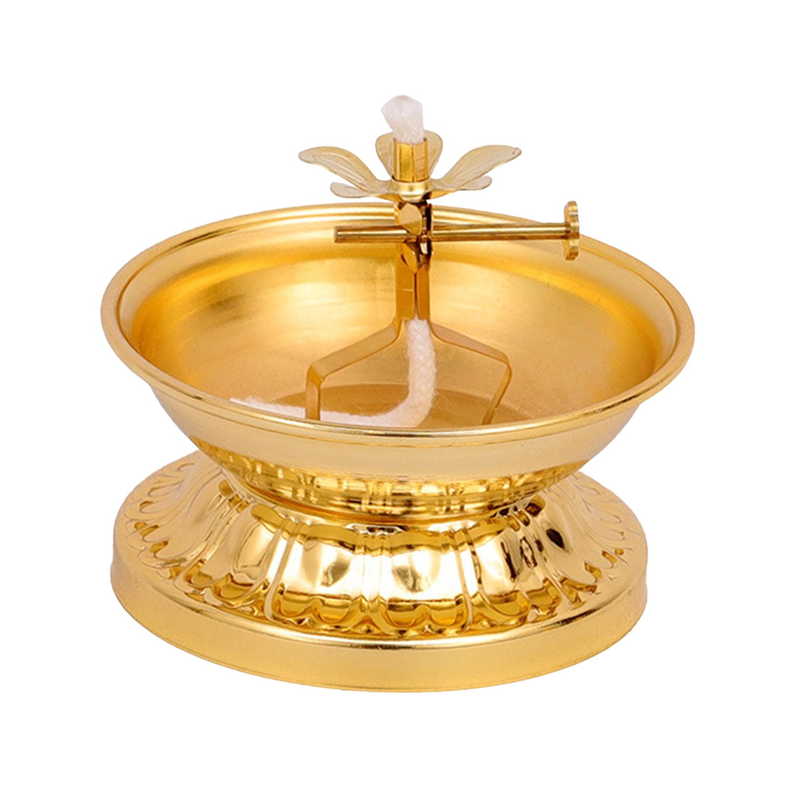 Ghee Lampenfassung, Öllampenschale, dimmbar, buddhistische Legierung, Butterlampenfassung für Wohnzimmer, Zuhause, Desktop, Dekoration, Ornament: Silber