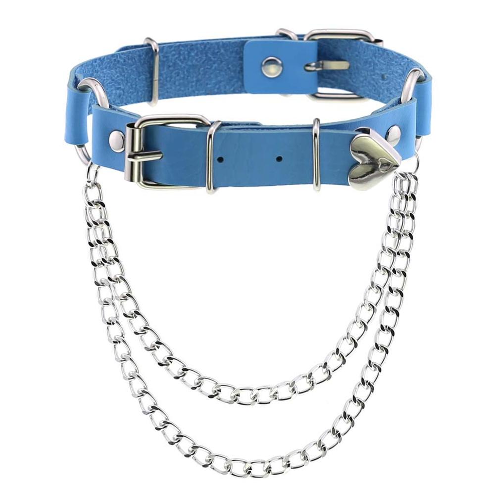 Perzik Hart Choker Ketting Goth Kleding Harajuku Ketting Punk Gothic Kwastje Hals Ketting Sieraden Voor Vrouwen Valentijnsdag: Blauw Zink