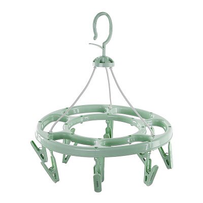 Multi-clips en plastique Portable salles de bains en tissu cintre avec Clips détachables pince à linge cintres chaussettes sous-vêtements séchage: 12Clips Green