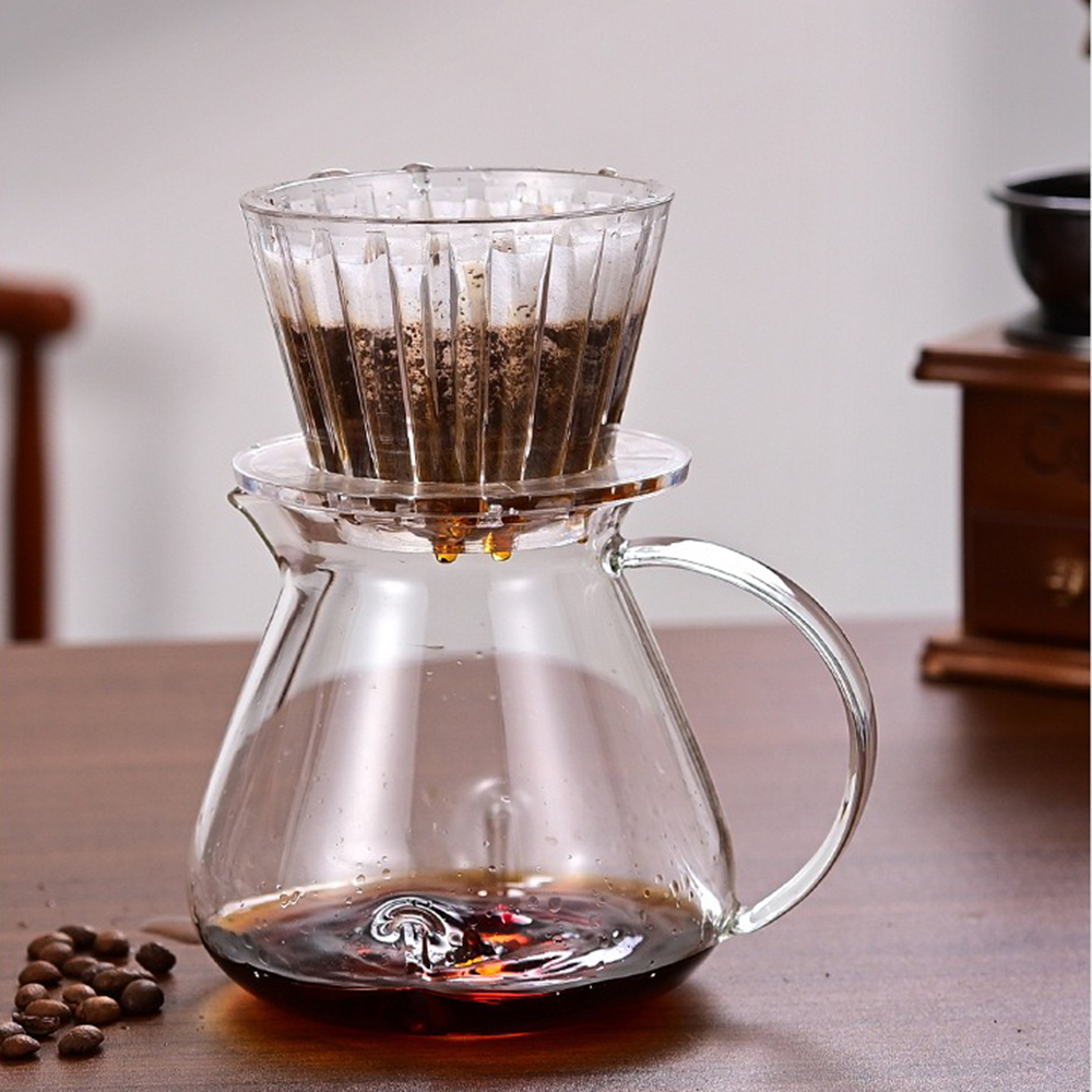 Filtro de café hecho a mano para 1-4 personas, papel para pastel, filtro de café acrílico, taza, filtro, prensa de papel, accesorios de café para el hogar
