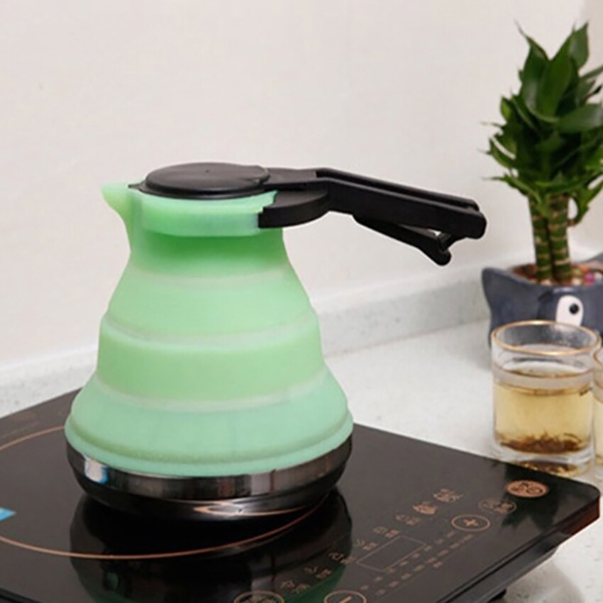 1.5l bærbare foldekedel silikone vandkande køkken sammenklappelig te kaffe vandkedel til udendørs camping rejser vandreture