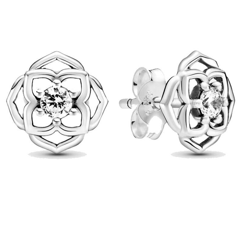 Pendientes de plata de ley 925 originales para mujer, aretes brillantes de doble Halo, luna creciente, de boda, joyería de: G