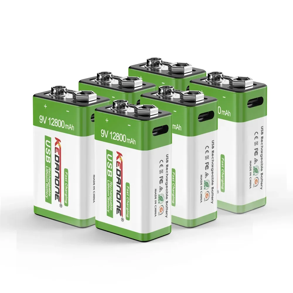 12800mAh 9V Li-ion Rechargeable Battery Micro USB Batteries 9V Lithium For Multimeter Microphone Toys Remote Control KTV: Pink