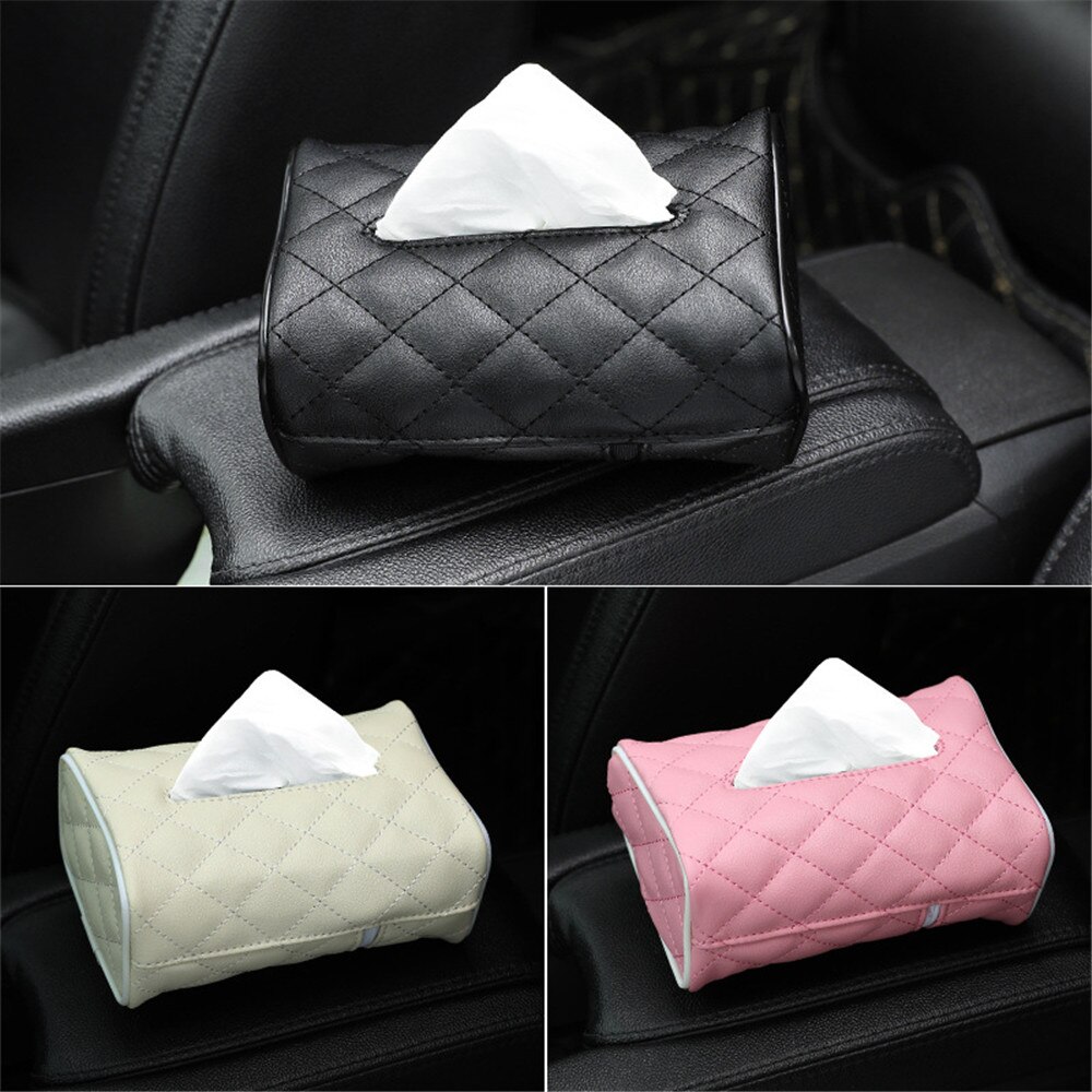 Pu læder tissuekasse serviettholder auto papir omslag sag organisator håndklædeholder kleenex kasser til badeværelse bilværelse bil-styling