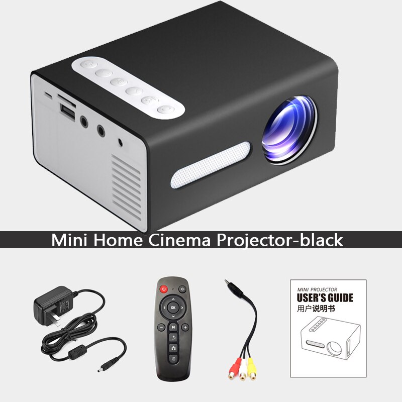 4 M Projection distance T300 Home Theater Projectors LCD 1920*1080 Max Home Cinema Projector 12V-2A Conference System Projector: Black