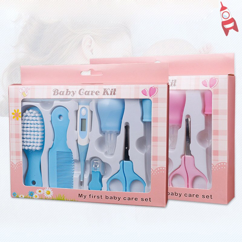 10Pcs/Set Baby Health Care Kit Thermometer Nose Cleaner Manicure Cutters Safety Tools Newborn Grooming Brush Kit Baby Nail Care