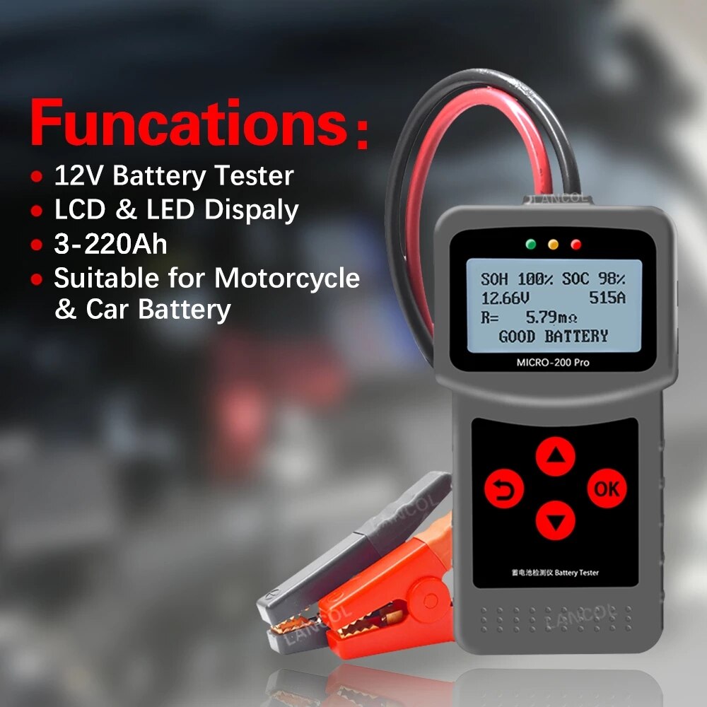 Herramientas de diagnóstico automotriz Mciro200Pro, probador de batería de 12V, buena herramienta de diagnóstico de fábrica para probador de vida de la batería