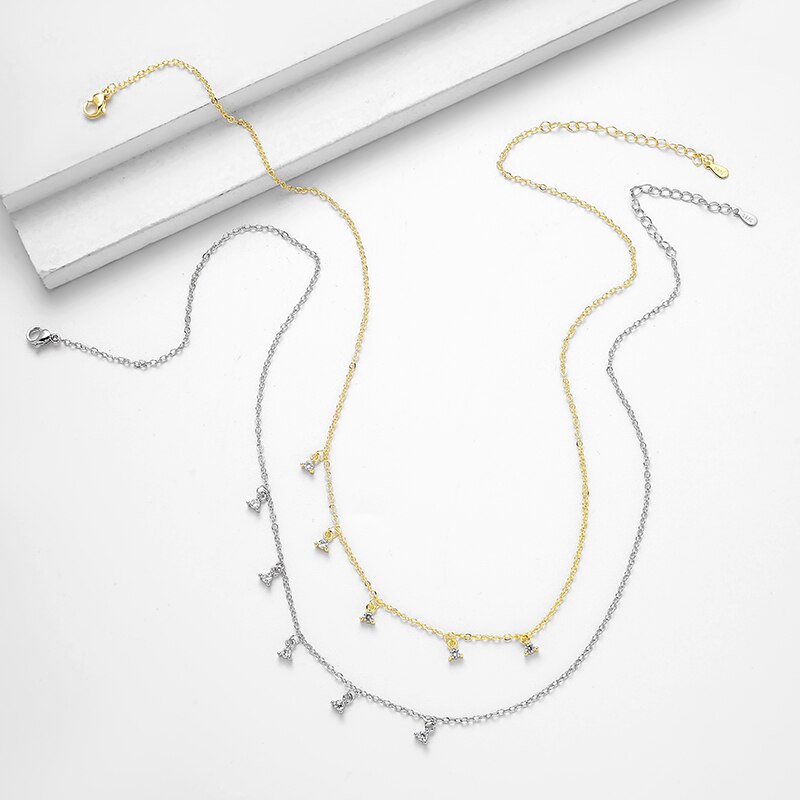 ANENJERY kubisch Zirkon Waterdrop Quaste Halskette Für Frauen Einfache Einstellbare Kette Quaste Halsband