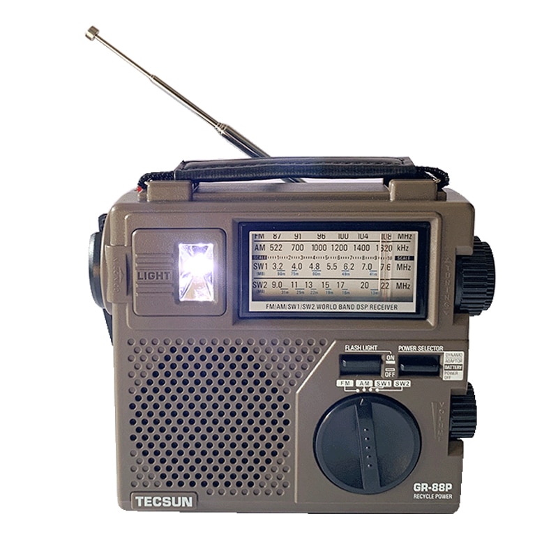 TECSUN GR-88 GR-88P Digital Radio Receiver Emergency Light Radio Dynamo Radio With Built-In Speaker Manual Hand Power