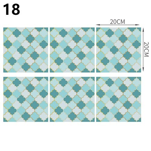 18Styles 20cm*20cm 6PCS/Set DIY Home Decor Kitchen Vinyl Self-sdhesive Wallpaper Backsplash Mosaic Tile Sticker Home Decoration: style18