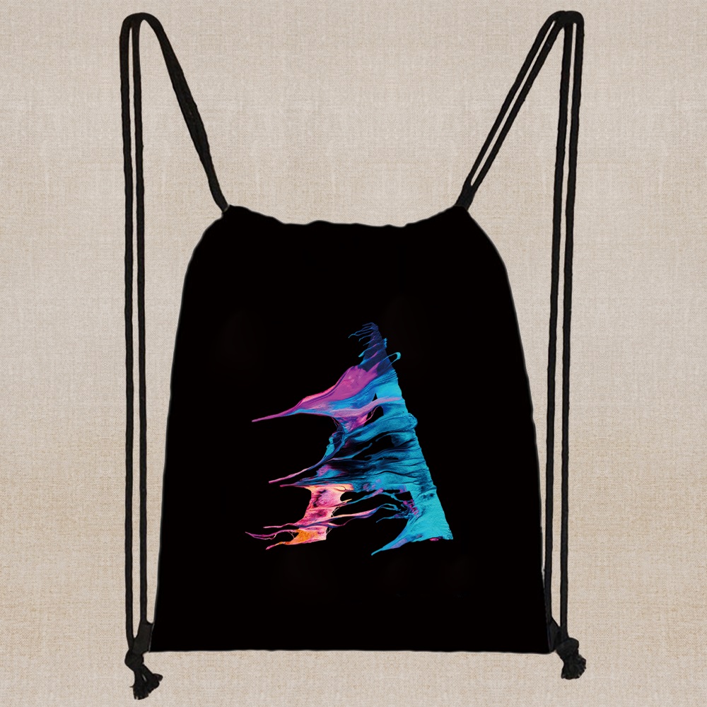 26 Initials Print Drawstring Bag Backpack Men and Women Beach Sports Travel Backpack Kid Supplies Bag Portable Sundries Bag