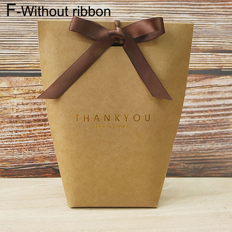 Black White Bronzing "Merci Candy Box Exquisite French Thank You Packaging Candy Kraft Paper Bag Wedding Dragee Box: 06 Without ribbon