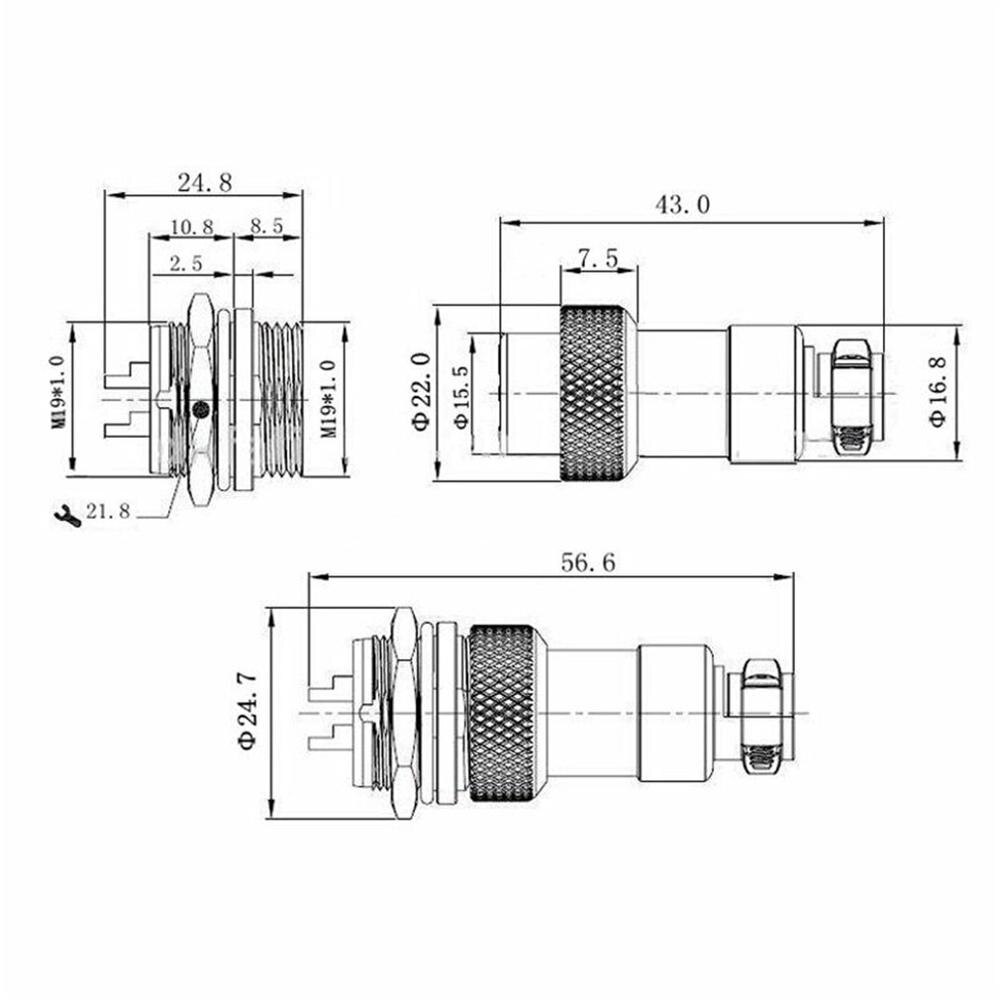 5 stuks  gx12 vrouwelijke en mannelijke connector stekkerdoos metalen luchtvaartstekker 12mm- draads kabelpaneelconnector ronde stekkerdoosconnector