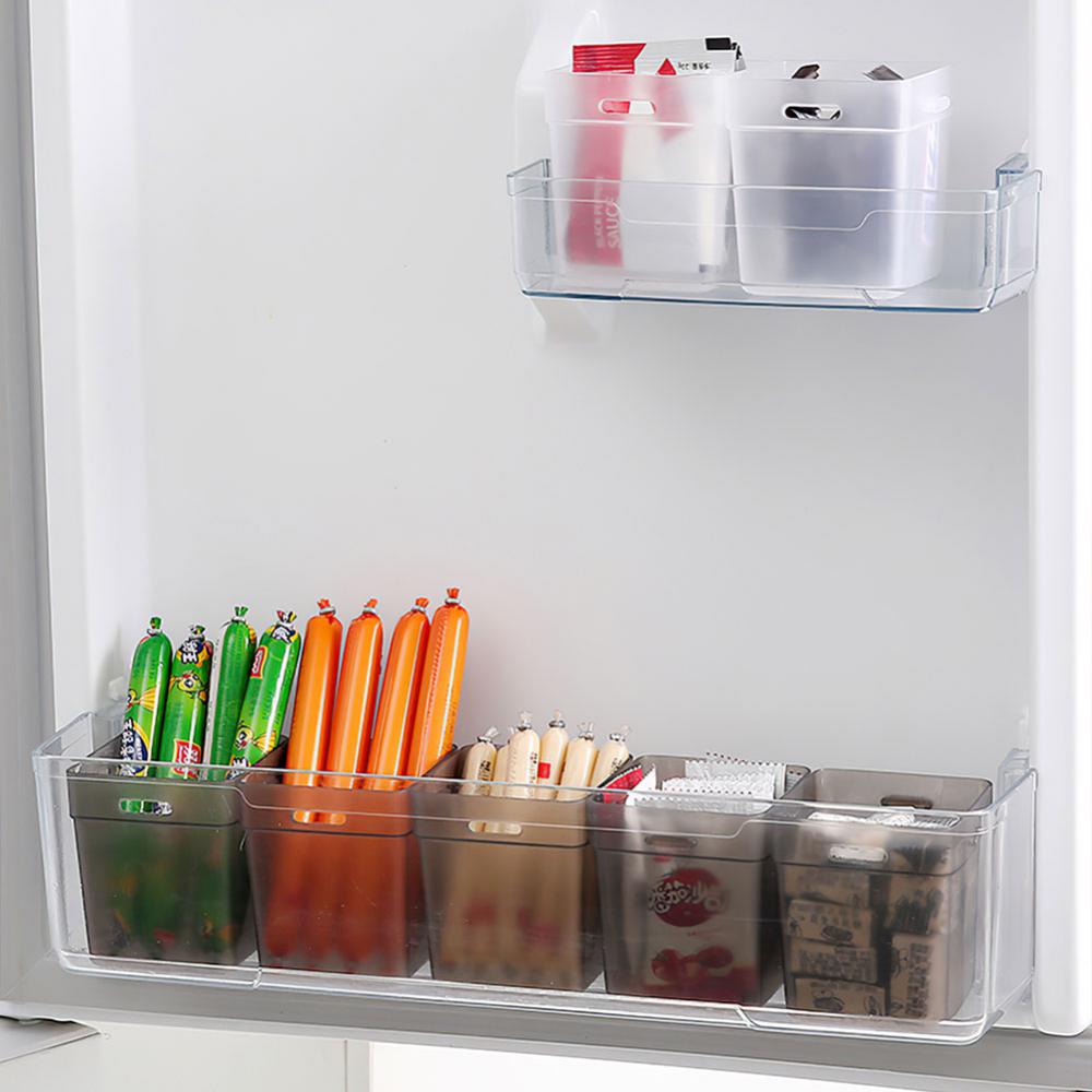 2pcs Translucent Sorting Storage Box On The Side Of Refrigerator Kitchen Seasoning Food Fruit Organizer Box With Buckle