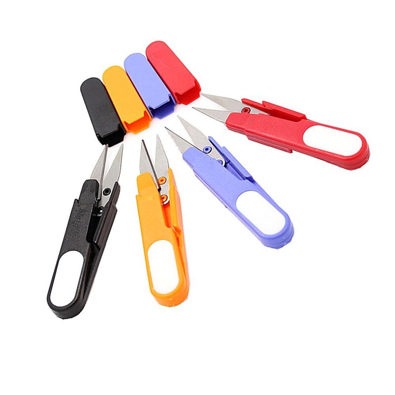 1 Pcs Plastic Handle Safety Cover Sewing Scissors Thread Embroidery Cross-stitch Cutter Cutter U Shape Scissor DIY Supplies Tool