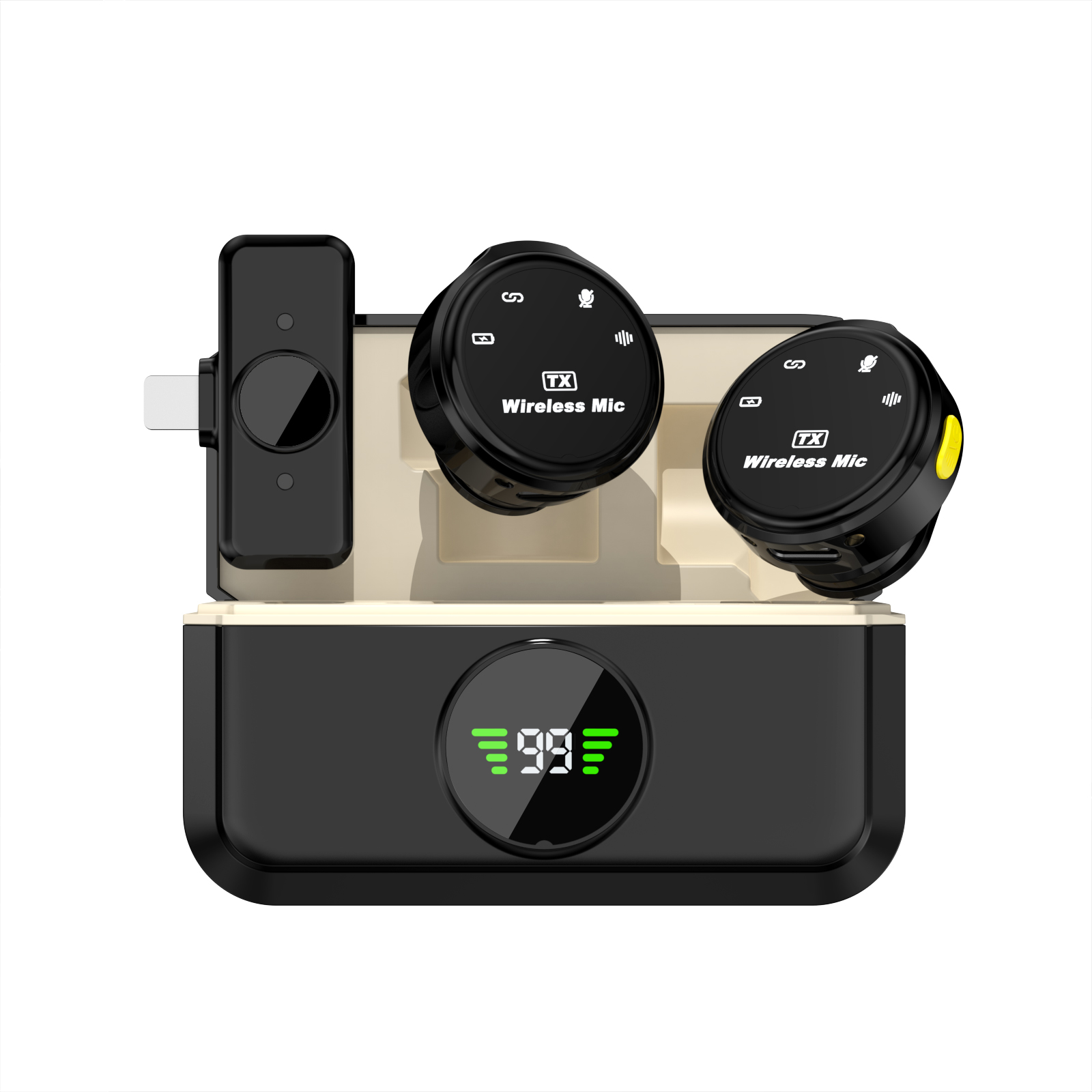 Basix 2.4G Plug and Play Chip Wireless Lavalier Micwith Charging Case lavalier microphone wireless for iphone: black