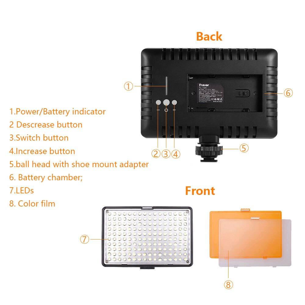 Travor 160 LED Video Licht Lampe licht Tafel/auf Kamera 5600 K/3200 K Dimmbare für Kanon Nikon DSLR Kamera Fotografie Beleuchtung