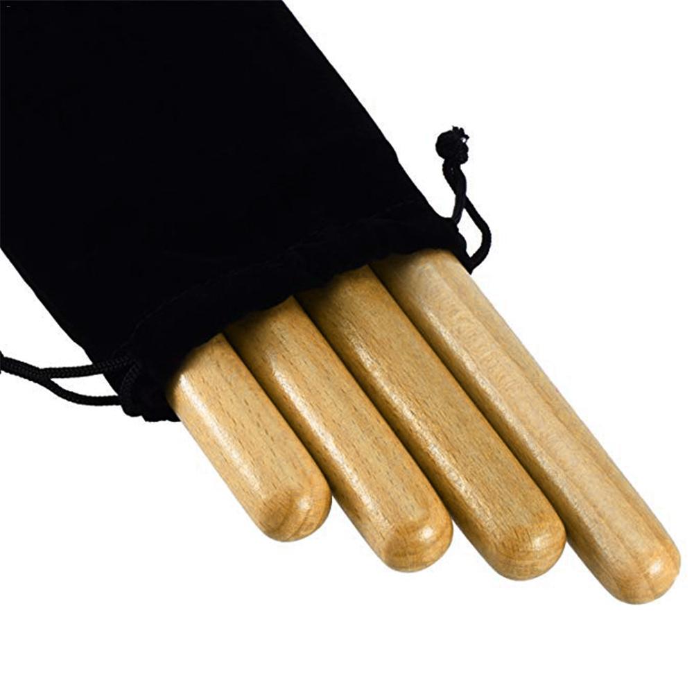 2 par klassisk massivt hårdttræ claves percussion instrument 8 tommer rytme sticks med en bæretaske