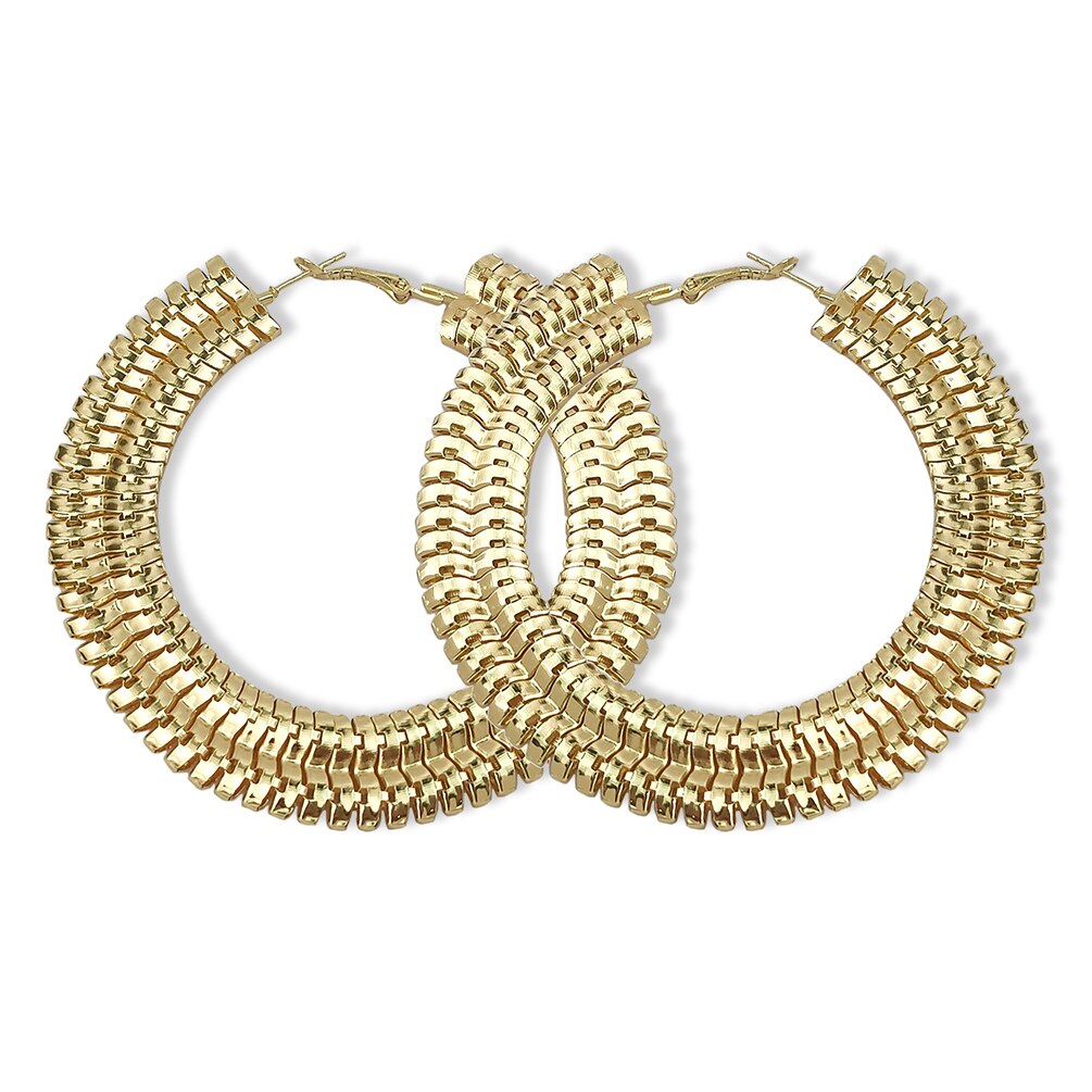 Tykt metal store bøjleøreringe til kvinder cirkel kæde erklæring store øreringe kvinder smykker gylden sølv farve ukmoc: Guldøreringe