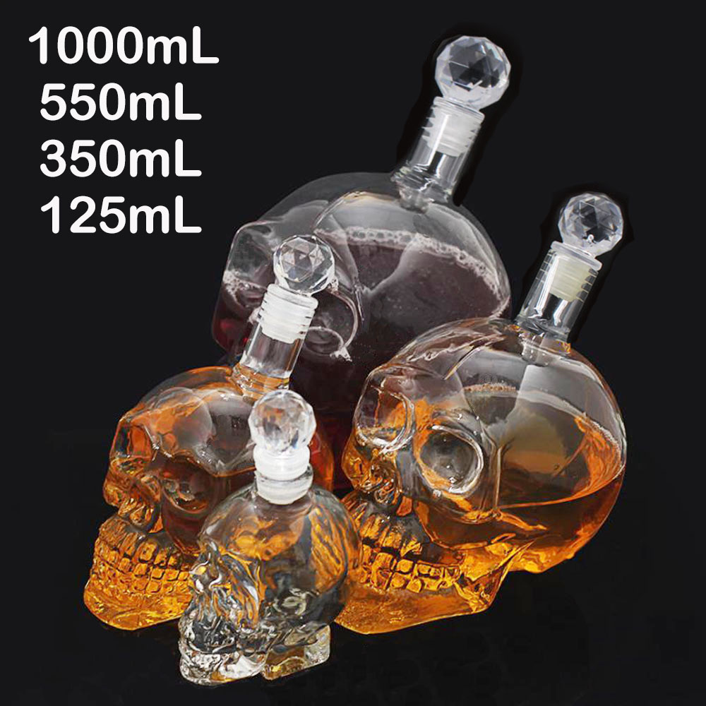 125ML 350ML 550ML 1000ML Vodka Bottle Skull Bottles Gothic Wine Vodka Decanter Glass Flagon Bar Supplies Glass Set
