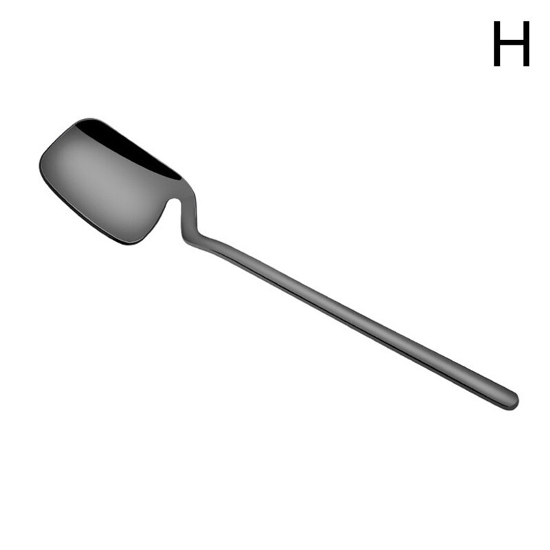 Tenedor de fruta de acero inoxidable, tenedor chapado en oro, mango largo, , cuchara de café para helado, cucharas de fruta multifuncionales: H