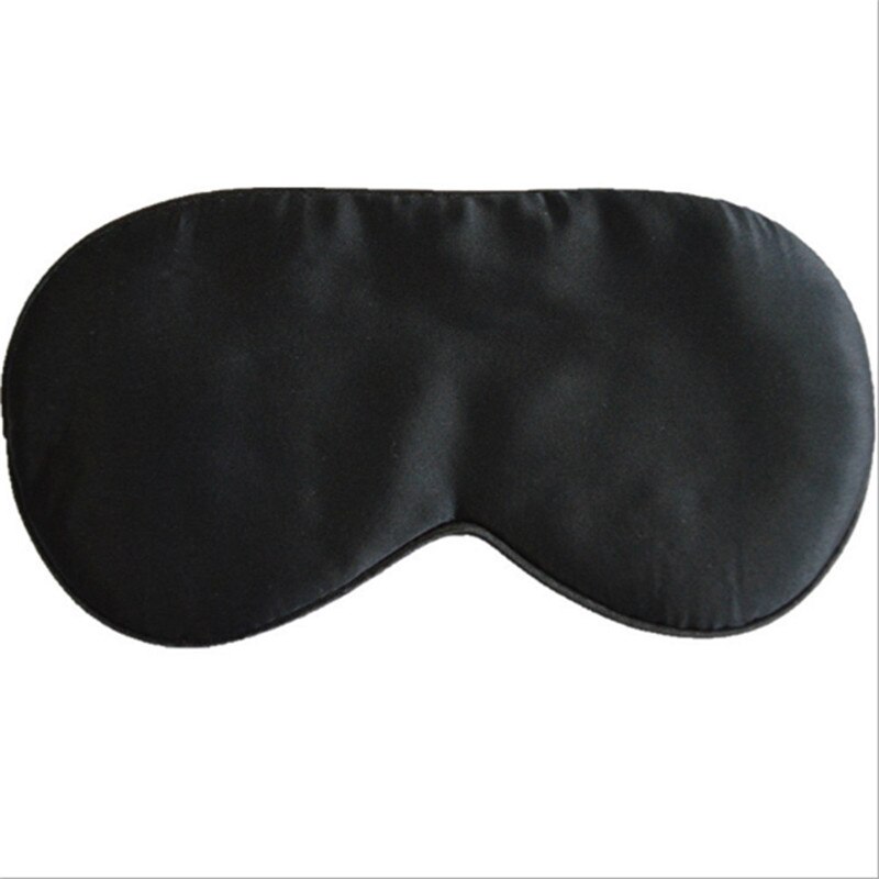 9 kleuren slaapmasker van zuivere zijde, gewatteerde schaduwbedekking, reisontspanningsmasker, blinddoek, reisaccessoires: Zwart