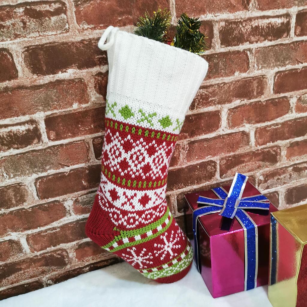 Gebreide Kerstsok Bag Kerst Decoreren Leveringen Snoep Stocking Xmas Houders Kerstboom Ornamenten