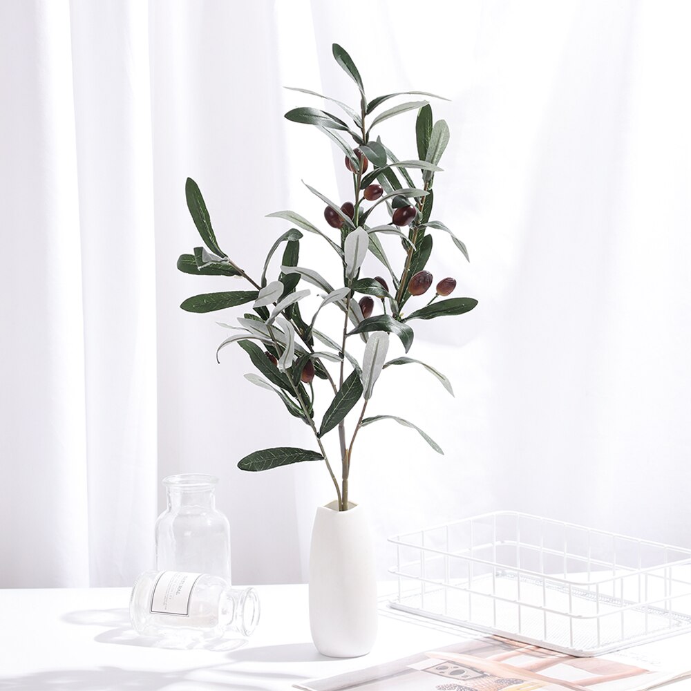 1pc 70cm folha de simulação de ramos de oliveira artificial com fruto de oliveira verde planta casa casamento ramo grinaldas decoração suprimentos
