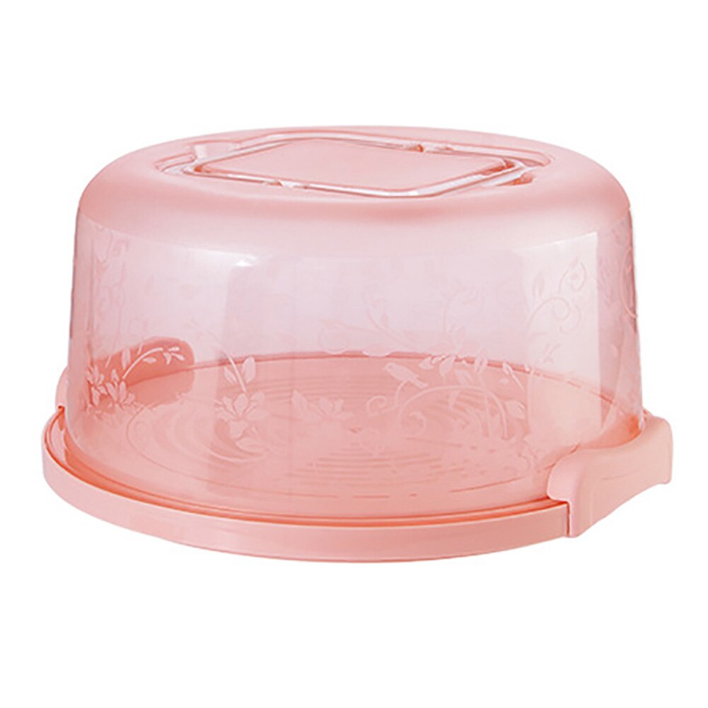 Portable Cake Storage Box Round Birthday Wedding Kitchen Baking Container Holder: Pink