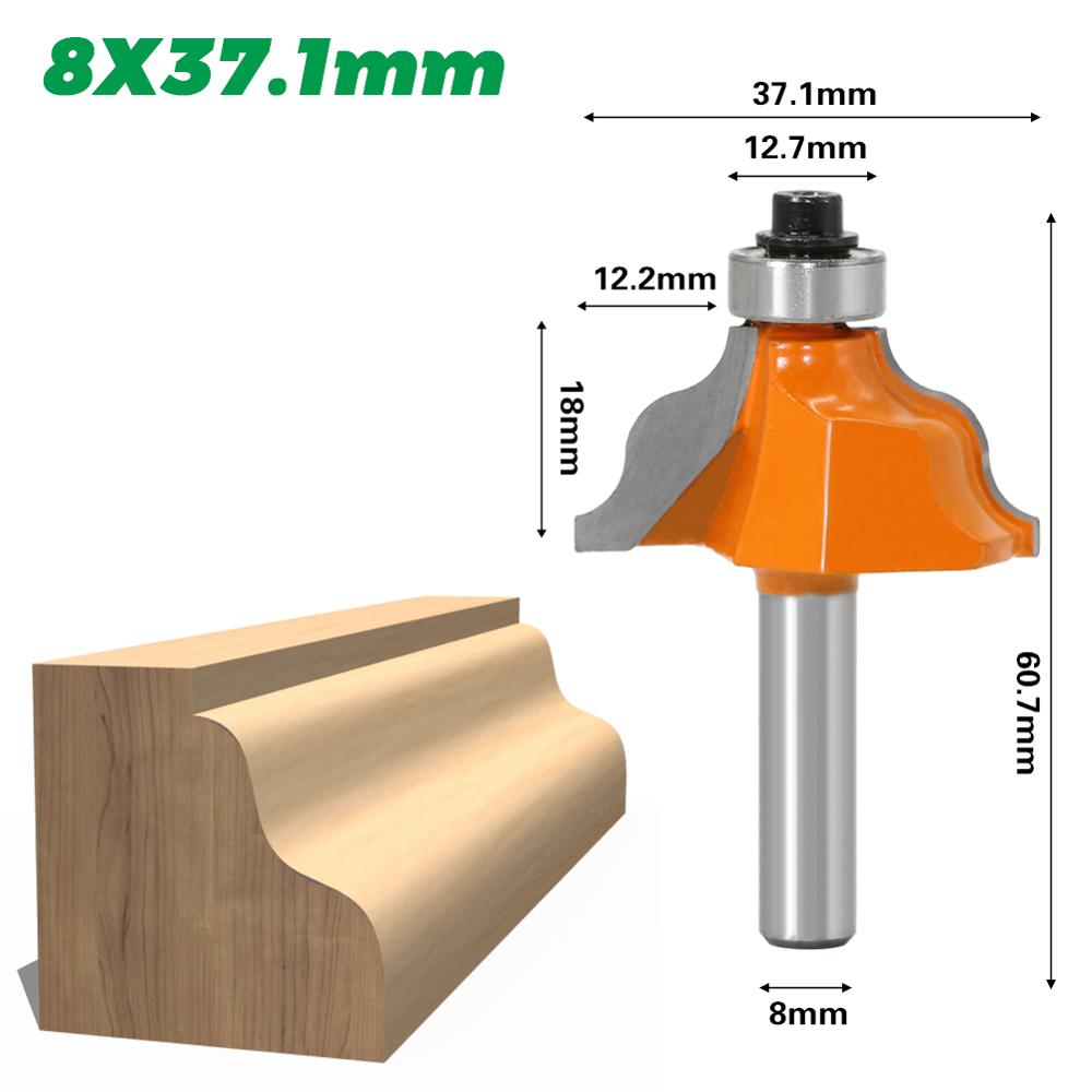 1pc 8mm" Shank Wavy Edge Molding Router Bit C3 Carbide Tipped Wood Cutting Tool woodworking router bits: 8X37.1mm