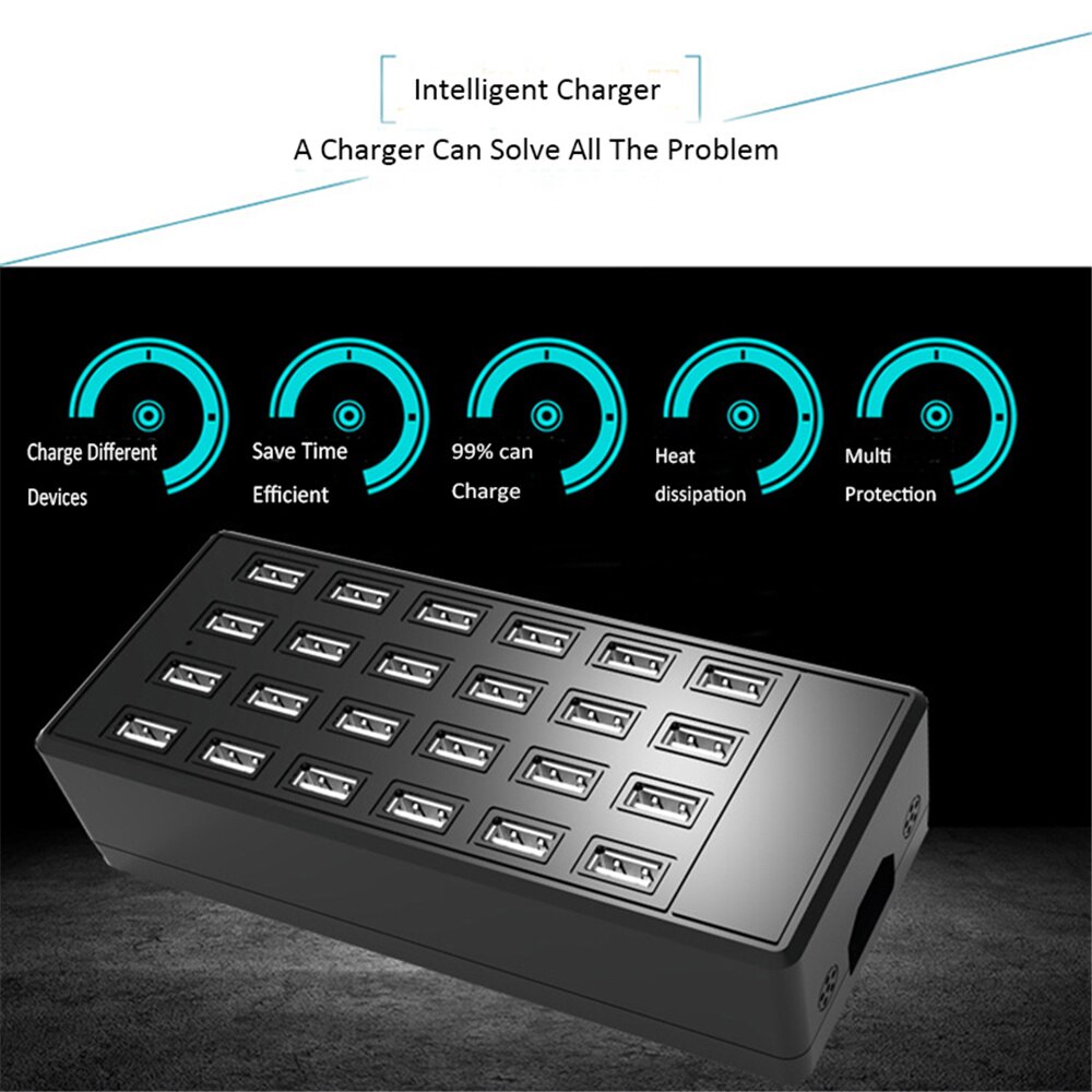 High Power 24 Poorten 100W Smart Telefoon Oplader Station Mobiele Game Collectieve Hang-Up Laadstation 5V ~ 2A100W Charger