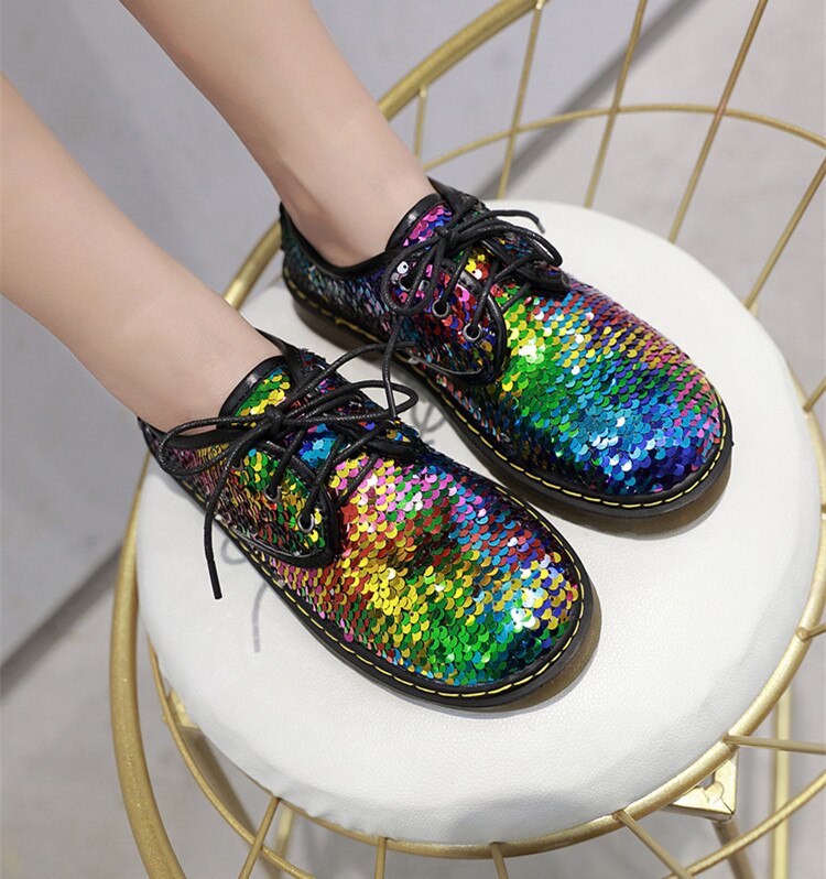 Whitney wang lente stijl bling bling pailletten flats dames stijlvolle oxfords schoenen