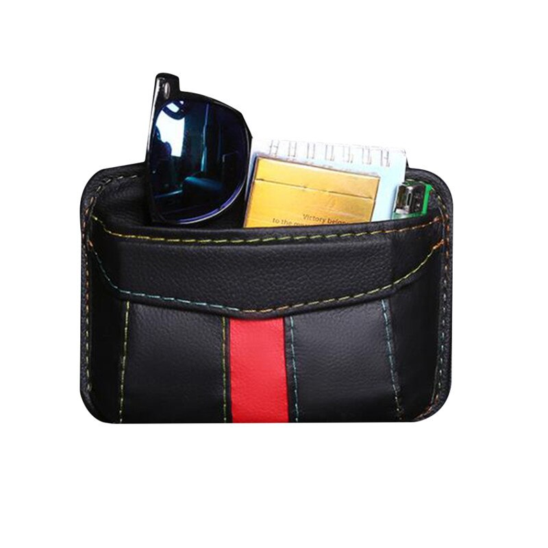 1PC Car Storage Bag Pocket Cage Car Seat Car Door Crack Debris Hanging Mobile Phone Storage Shelf Storage Box: Black color line