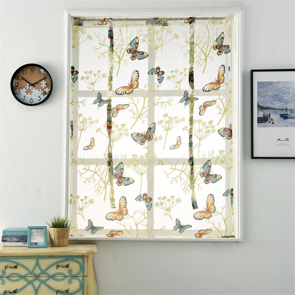 Cortina romana para decoración del hogar, cortina de tul transparente con de mariposa, cortinas cortas para ventanas de cocina, cenefas de sala de estar