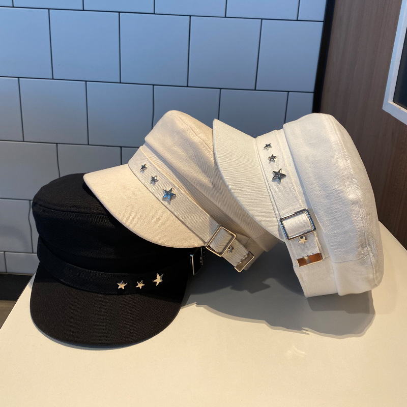 Béret femme noir étoile chapeau printemps et automne hiver britannique rétro nouvelle mer Style militaire coréen casquettes mère chapeaux