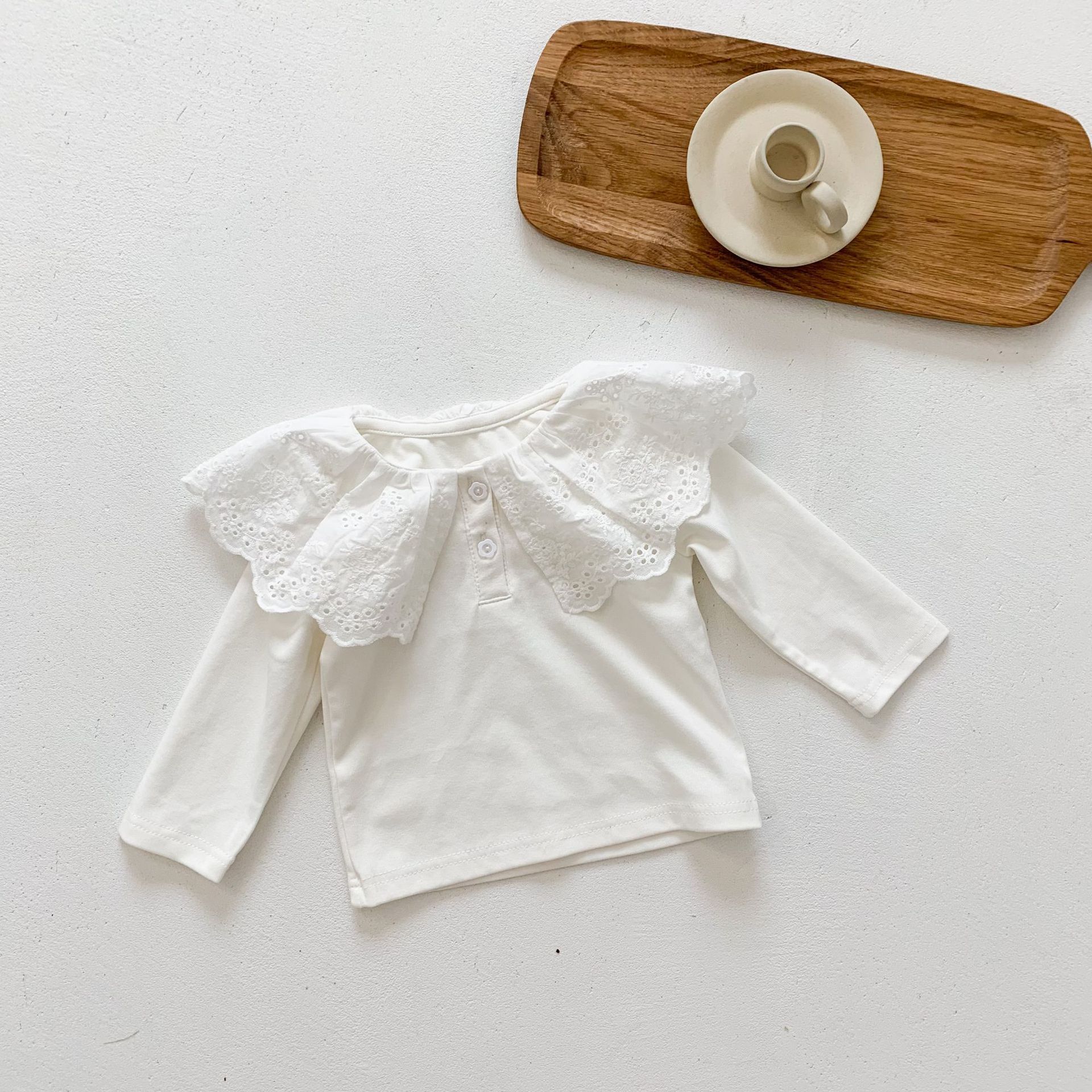 Ins Bébé T-shirts Printemps Automne Bébé Filles Dessus De Chemise Bébé Vêtements: WHITE / 66cm