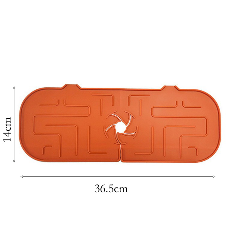 Silicone Faucet Mat For Kitchen Sink Splash Guard Bathroom Faucet Water Catcher Mat Sink Draining Pad Behind Faucet: B-Orange