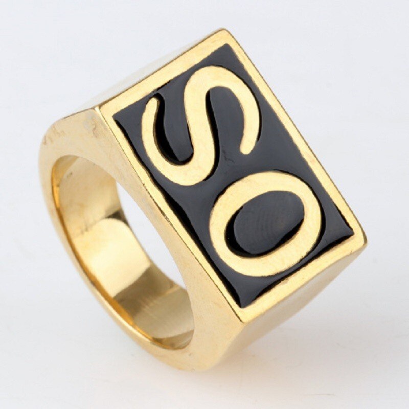 Dus Mannen Gothic Biker Ring Signet 316L Rvs Golden Tone Mannen Sieraden