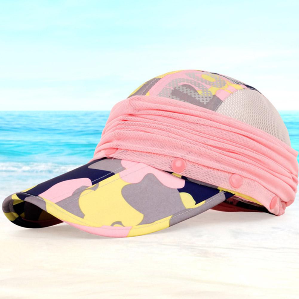 GloryStar Flat brim Sun Hat Ladies Sunscreen Outdoor Folding Baseball Cap Summer Mesh Quick-Drying Cycling Cap 56-59cm