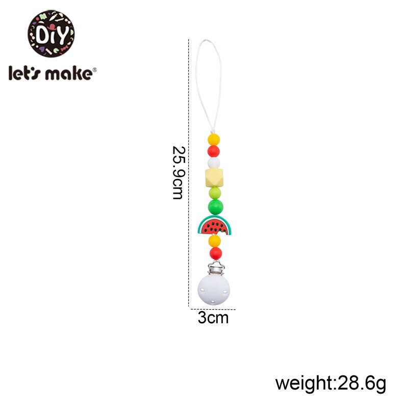 Let's Make Watermelon Teether Children's Bracelet Toys Rattles Nipple Clips Stroller Chain Necklaces Baby Christmas: Pacifier clip