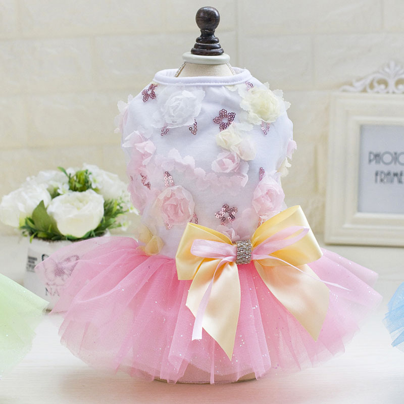 Sommer Felsen Kleine Hund Kleidung SchöNe Kleid Spitze Tüll Ärmellose Jacke Bowknot Chihuahua Yorkshire Pudel Prinzessin Kleid: Rosa / XL